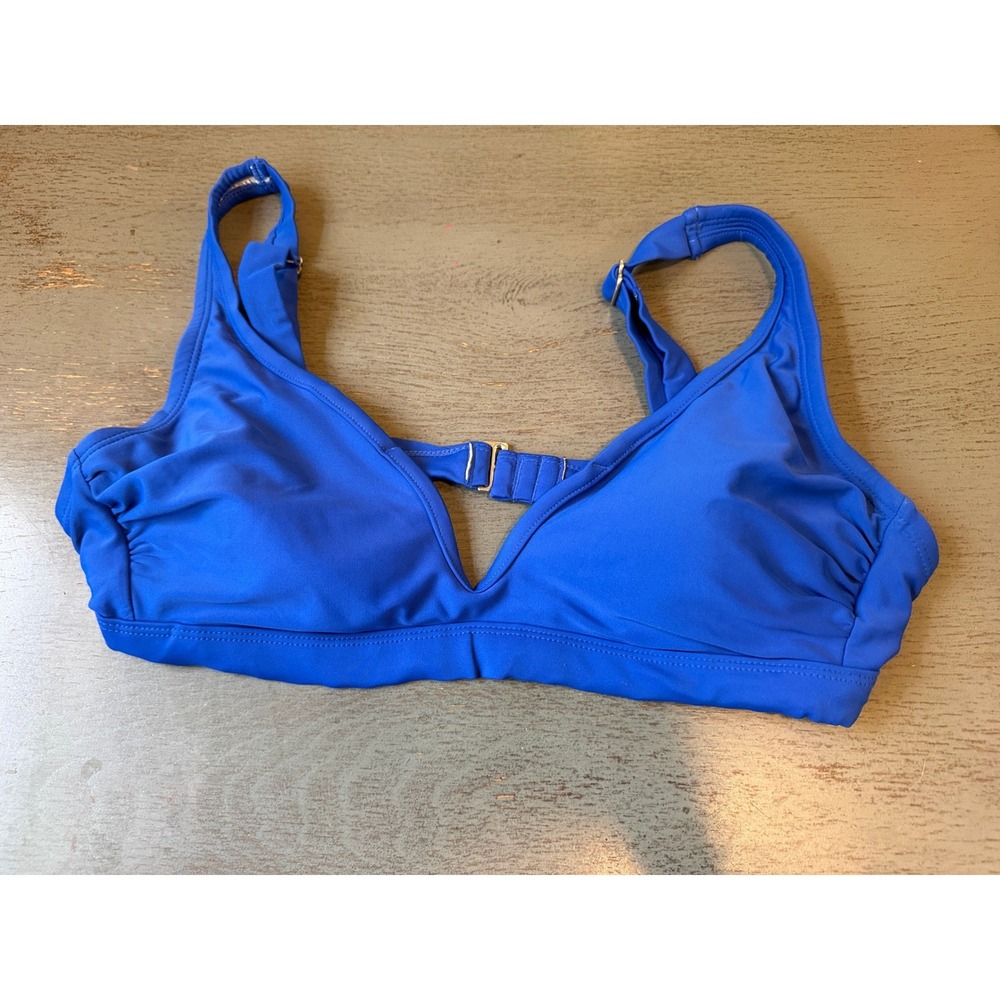 Kona Sol Womens Cobalt Blue Triangle Bikini Top Front Hook Size L